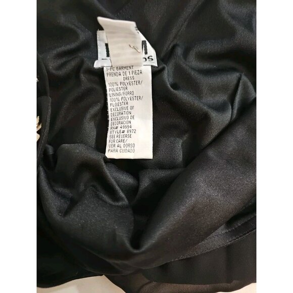 Y2K Vintage Black Asymmetrical Slip Dress  Beaded Applique Sz 10  Flapper 20's - Picture 7 of 7